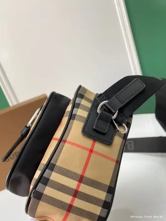 Official First Bag Ru Check Leather BURBERRY Crossbody Vintage Bag and 0606